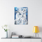 Frost Owl Canvas Wall Art - Winter Animal Fantasy Nature Decor