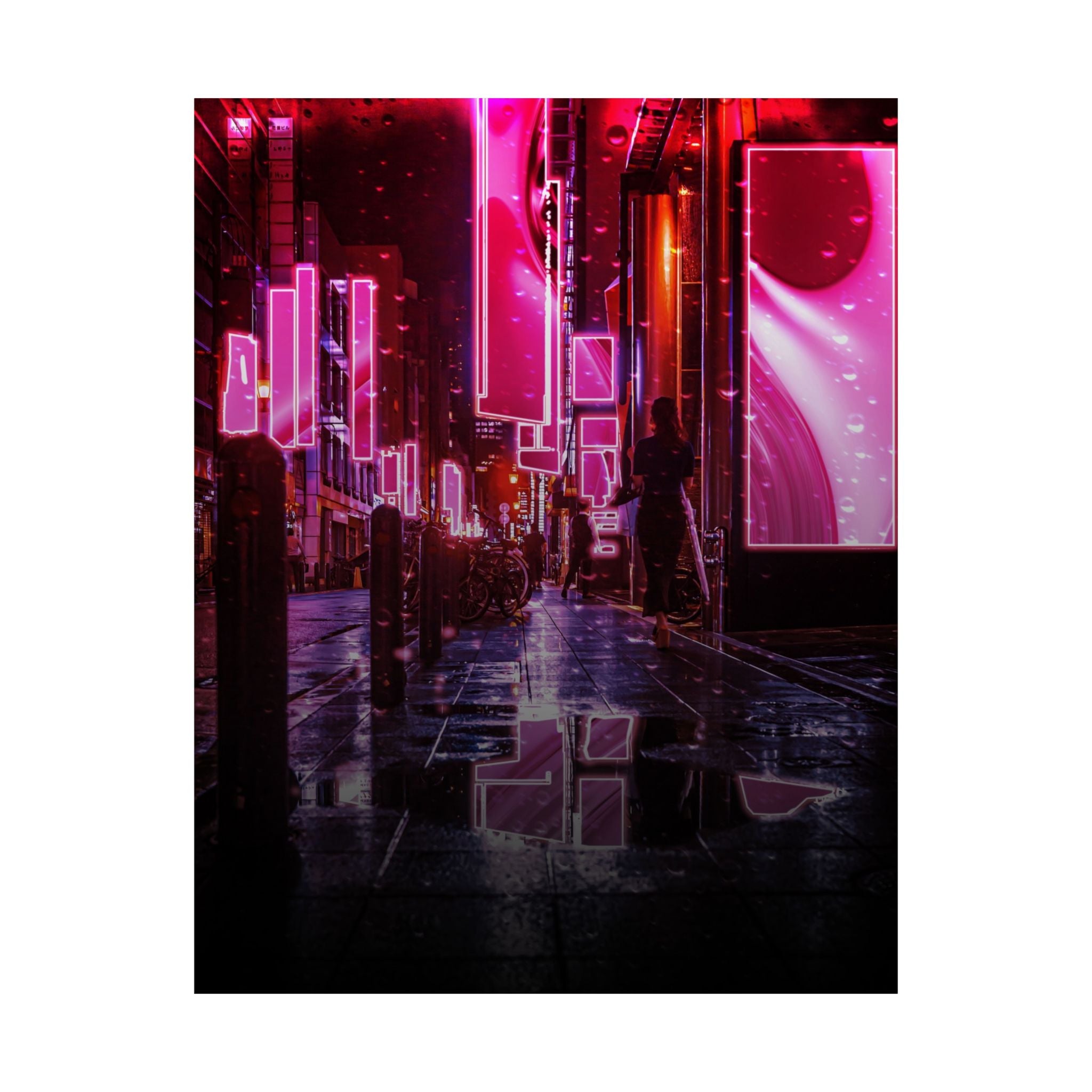Japanese City Punk FX.3 Poster - Neon Tokyo Night Art Print