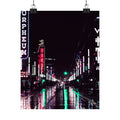 Cyberpunk Slick Street Poster - Neon Alley Art Print