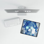 Blue Flame Skull Gaming Desk Mat - Gothic Fire Skull Mat