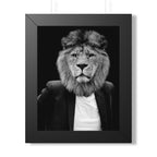 Lion in a Suit Framed Poster - Majestic Business Animal Wall Art