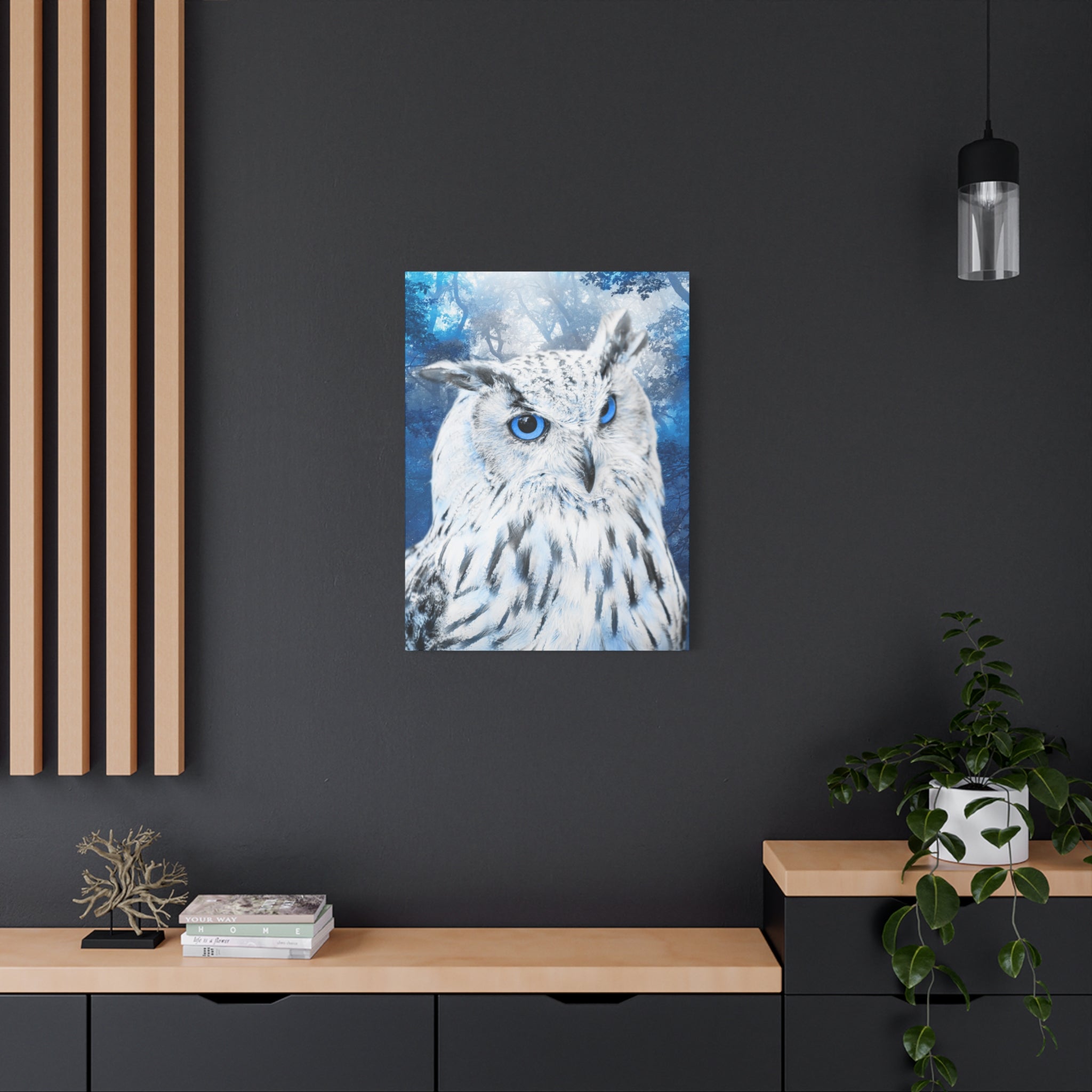 Frost Owl Canvas Wall Art - Winter Animal Fantasy Nature Decor