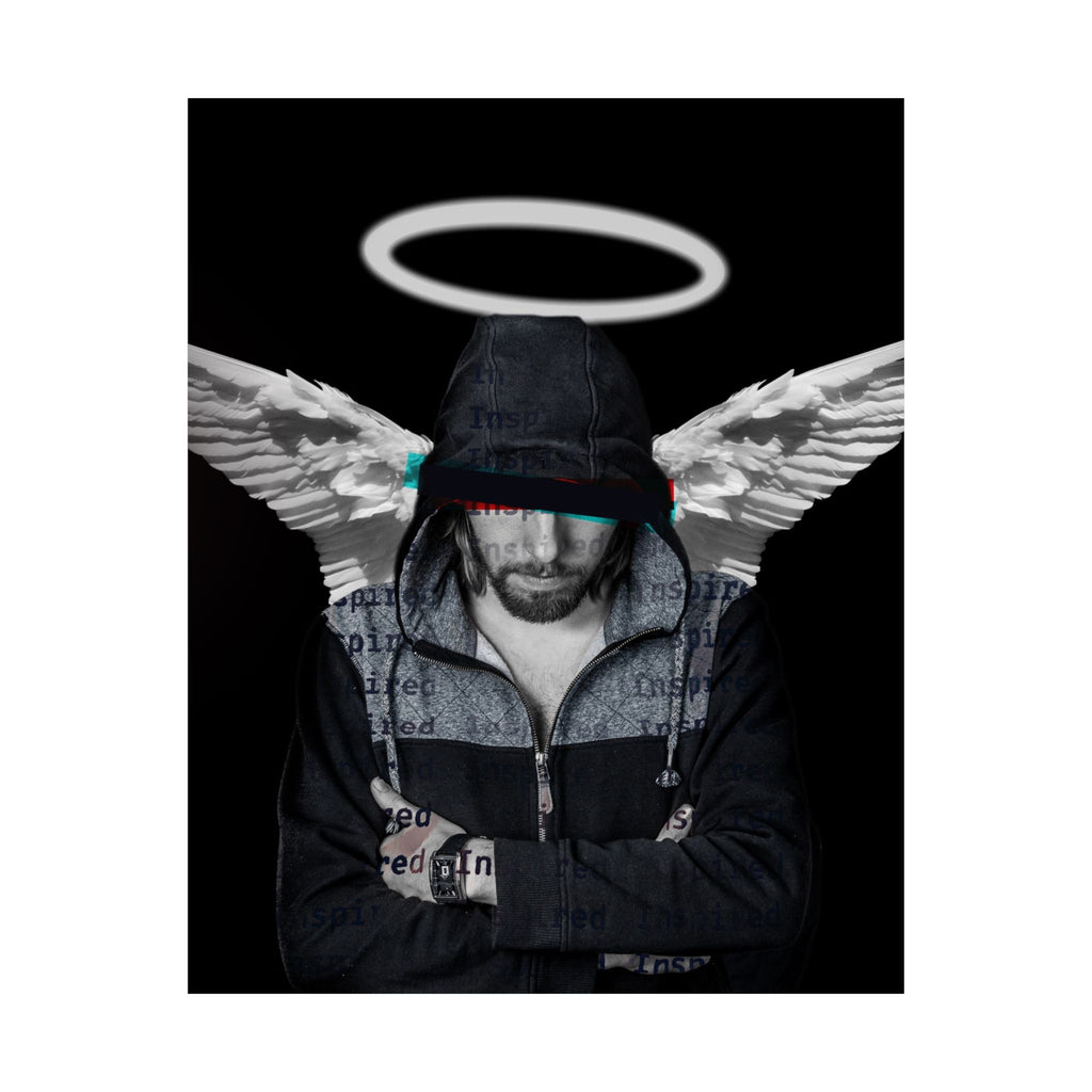 Modern Angel Poster - Black & White Geometric Wings Art Print