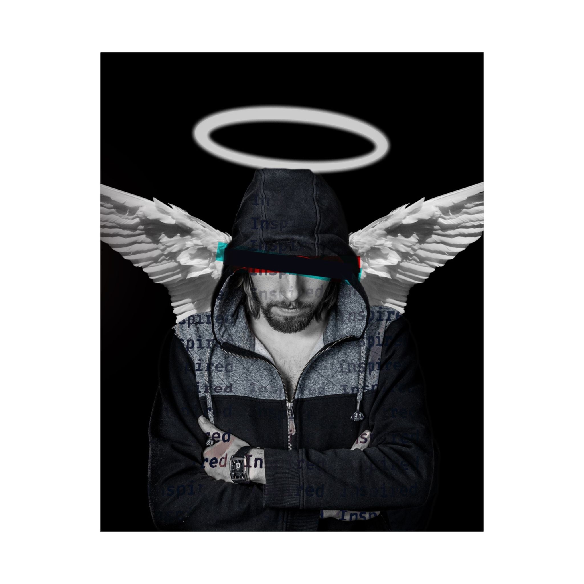 Modern Angel Poster - Black & White Geometric Wings Art Print