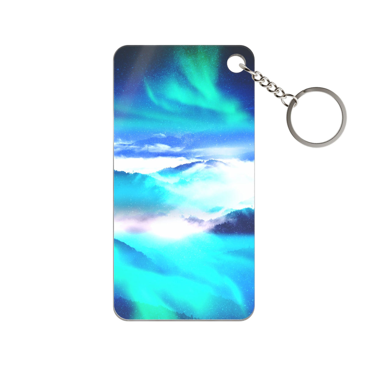 Starry Mountain Sky Keychain - Aurora Borealis Acrylic Charm