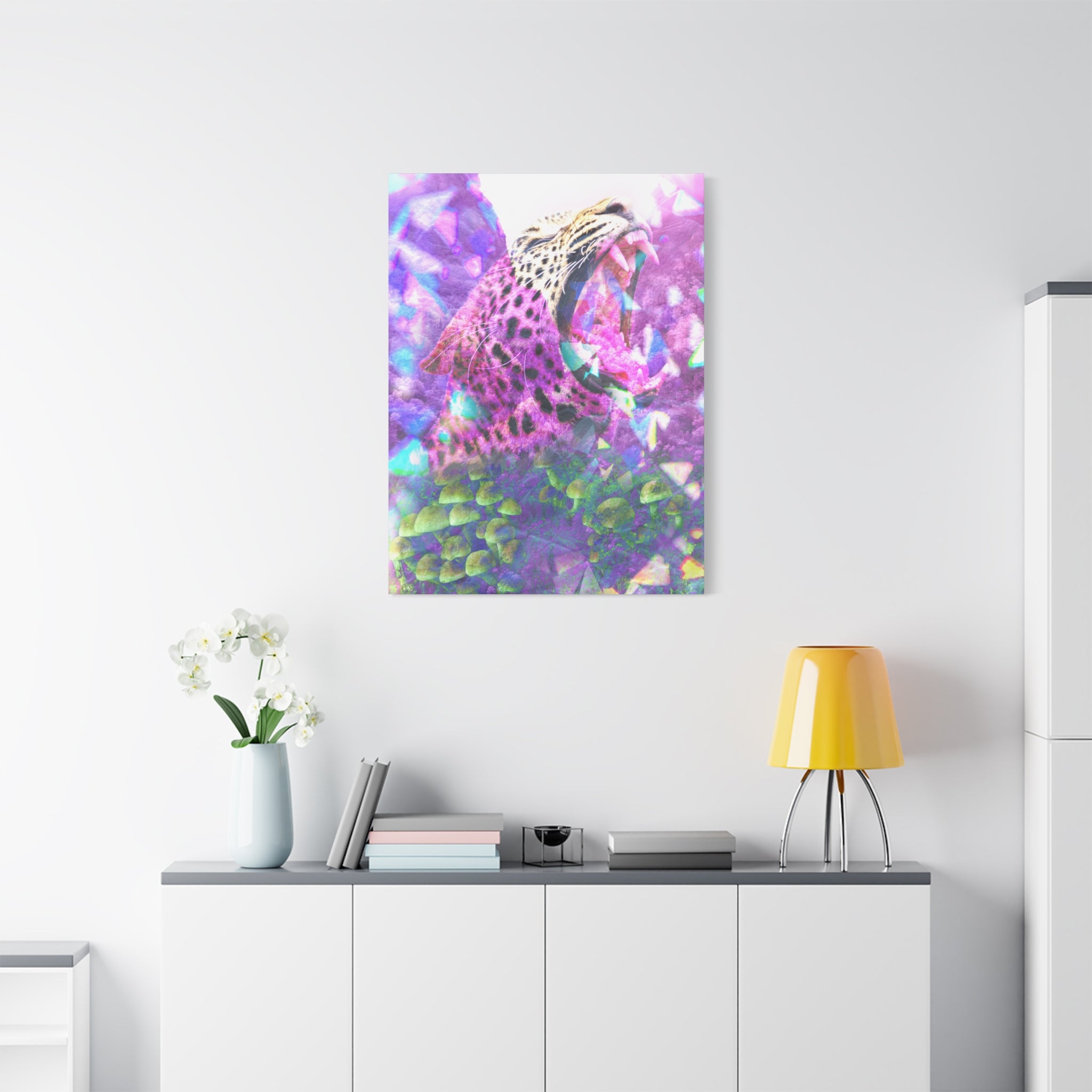 Vibrant Roaring Leopard Matte Canvas Wall Art