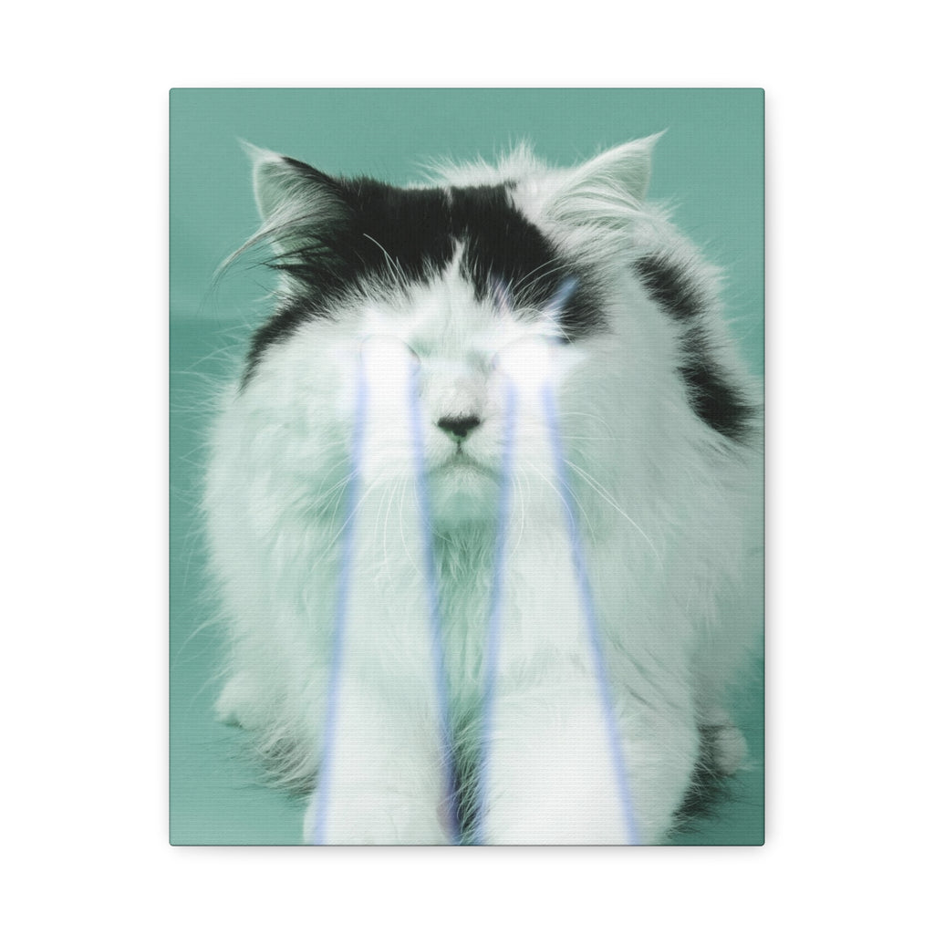 Laser Cat Canvas Wall Art - Funny Sci-Fi Space Feline Decor
