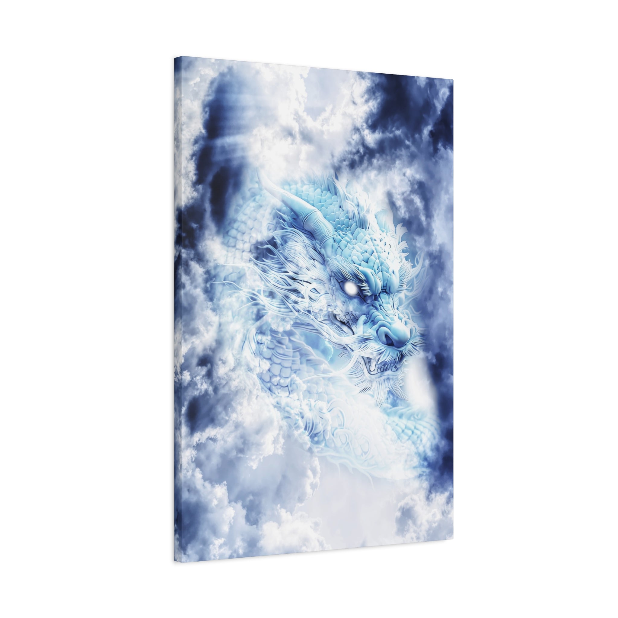 Blue Sky Dragon Canvas Wall Art - Celestial Fantasy Decor