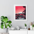 Red Forest Framed Poster - Enchanting Landscape Wall Art