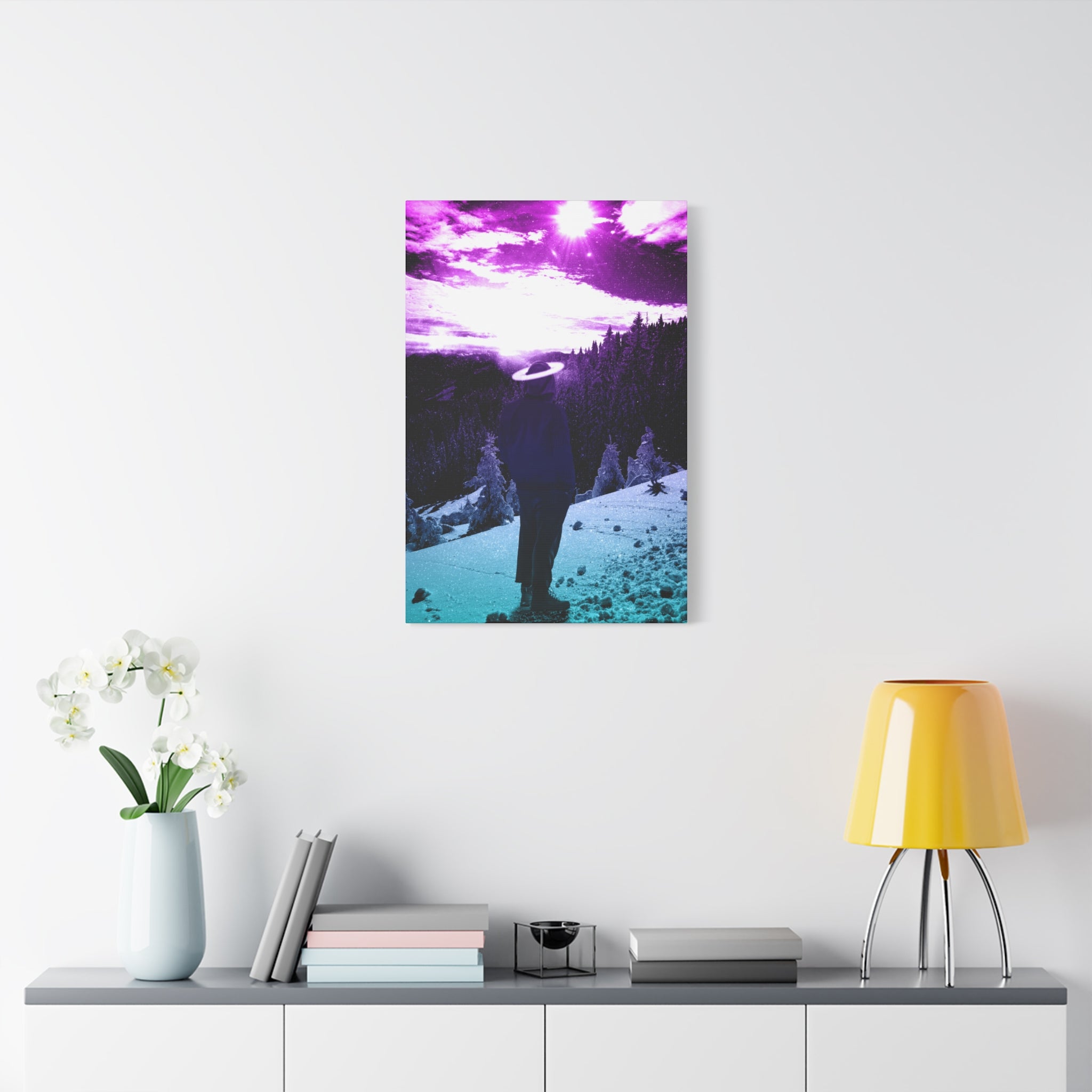 Winter Aurora Light Snowy Forest Canvas Art | Northern Lights Arctic Landscape Wall Decor