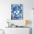 Blue Flame Skull Canvas Wall Art - Gothic Dark Fantasy Decor