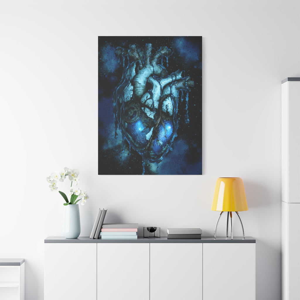 Galaxy Heart Canvas Wall Art - Cosmic Anatomical Space Love Decor