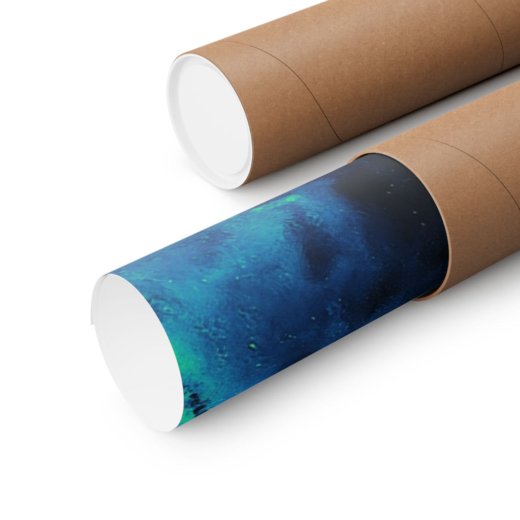 Vaporwave Green and Blue Spiral Galaxy Matte Poster Print