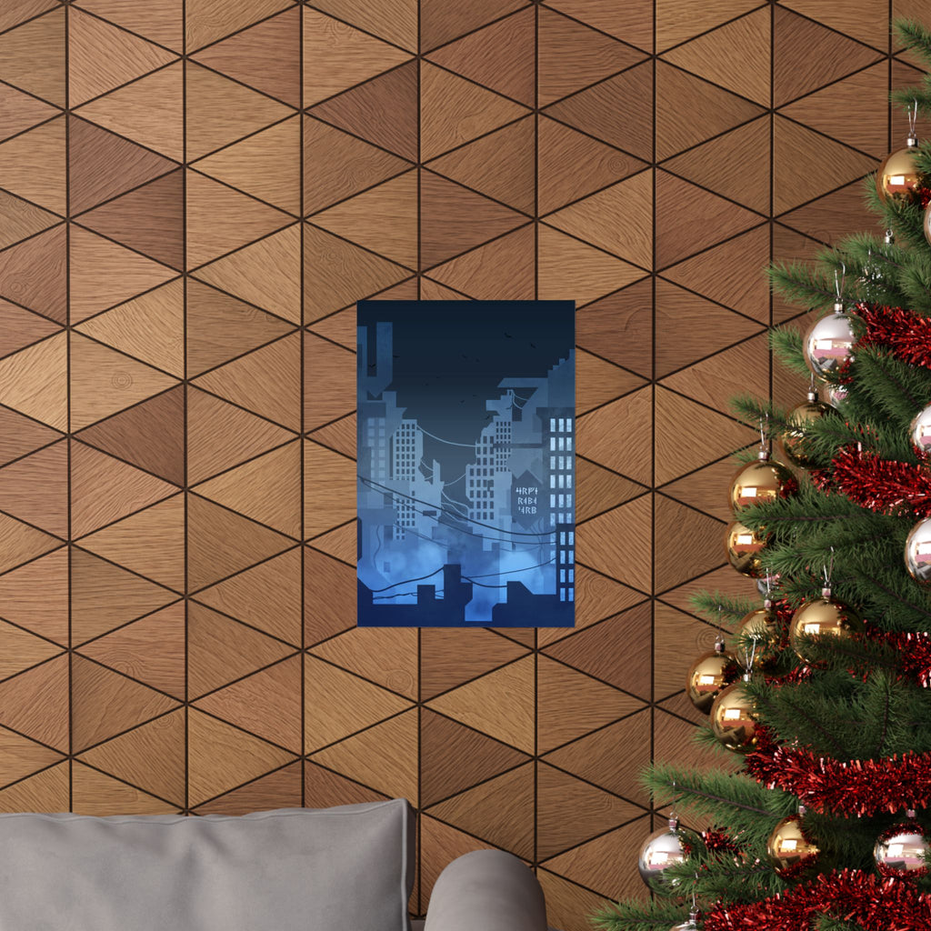 City Lights Abandoned City Poster - Cyberpunk Dystopian Art