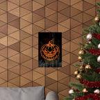 Neon Pumpkin Poster - Spooky Halloween Orange & Black Art Print
