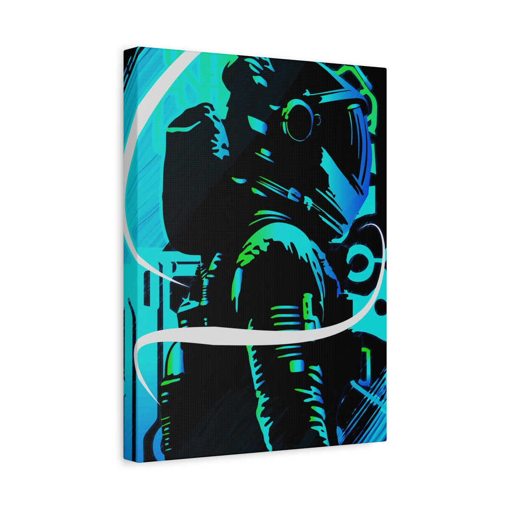 Grunge Paint Blast Canvas Wall Art - Abstract Graffiti Astronaut Decor