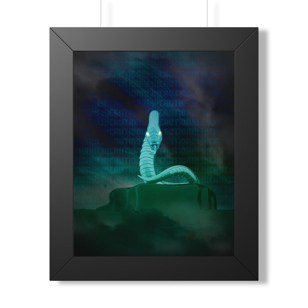 Snake Bite Framed Poster - Caution-Theme Serpent Wall Art