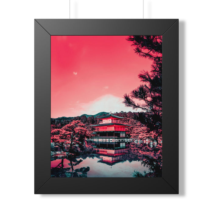 Red Forest Framed Poster - Enchanting Landscape Wall Art