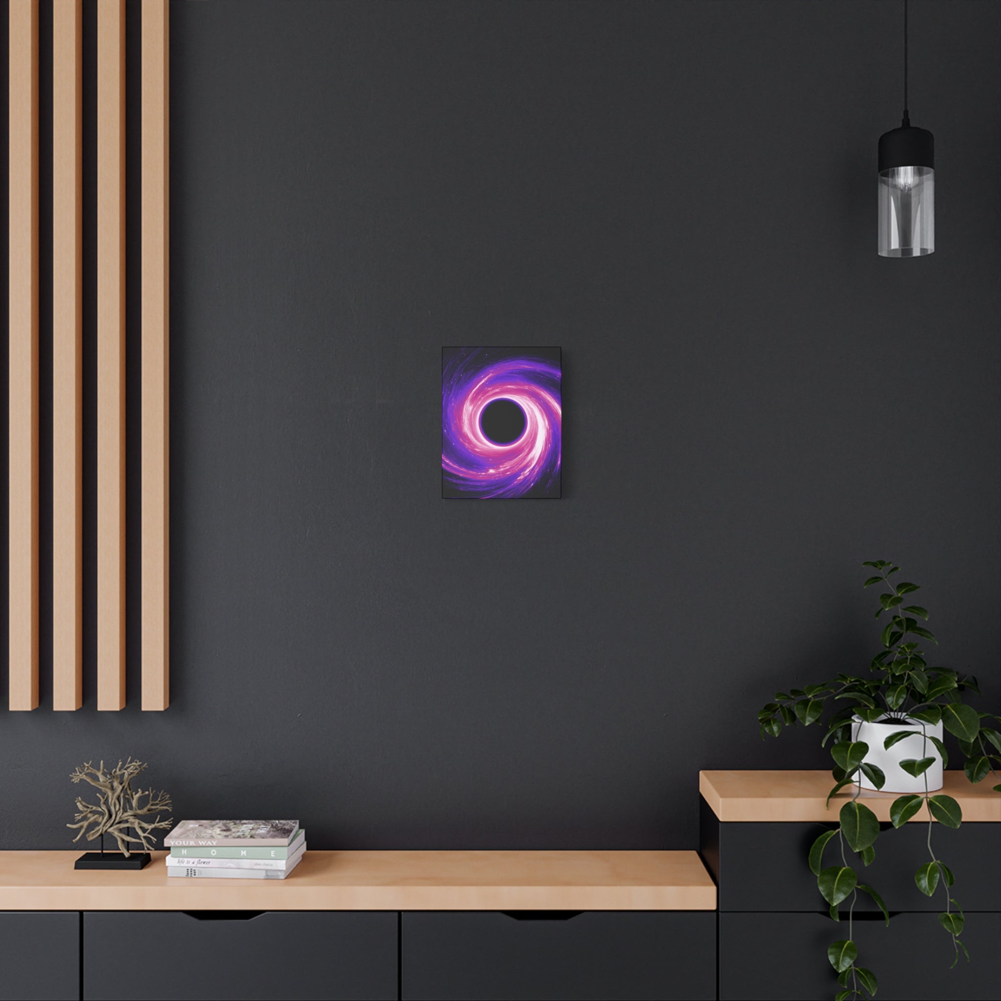 Neon Wave Horizon Canvas Wall Art - Retro 80s Cyberpunk Sunset