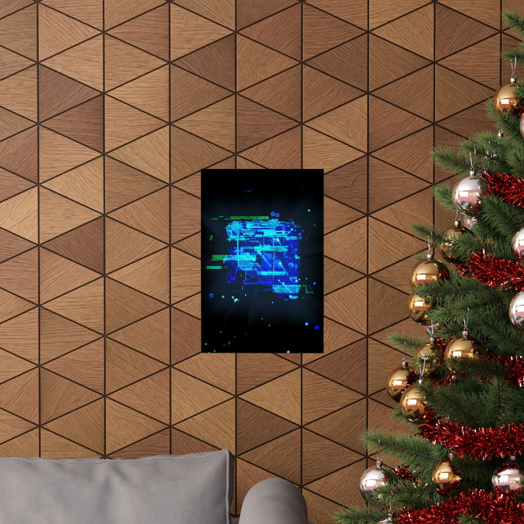 Vibrant Data Cube Matte Vertical Poster - Stunning Digital Art for Home Decor