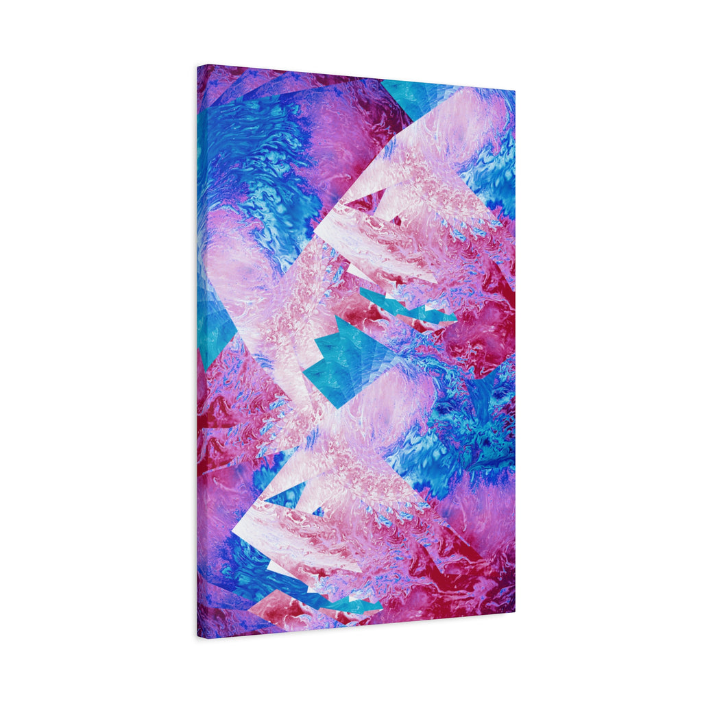 Trippy Pink and Blue Fractal Canvas Art | Surreal Abstract Sacred Geometry Wall Decor
