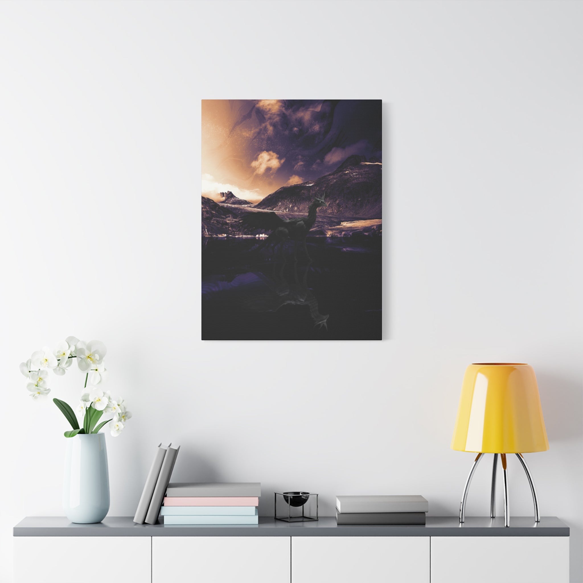 Baby Winged Dragon Canvas Wall Art - Fantasy Creature Decor