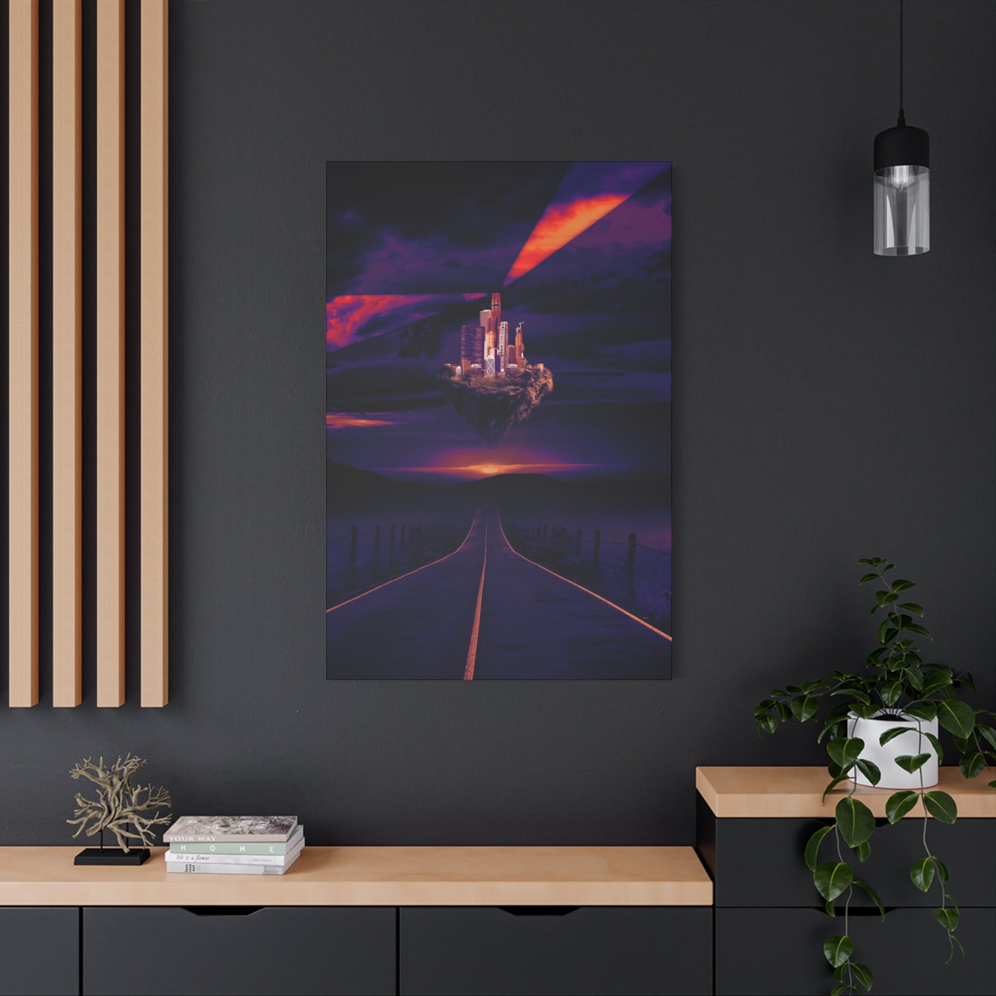 Abandoned City Canvas Wall Art - Sci-Fi Desert Ruins Decor