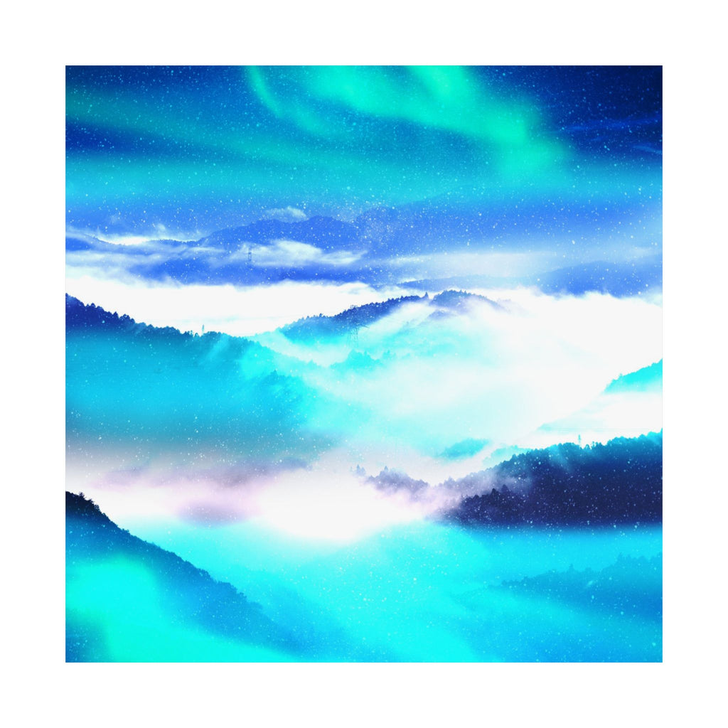 Starry Mountain Sky Poster - Aurora Borealis Art Print