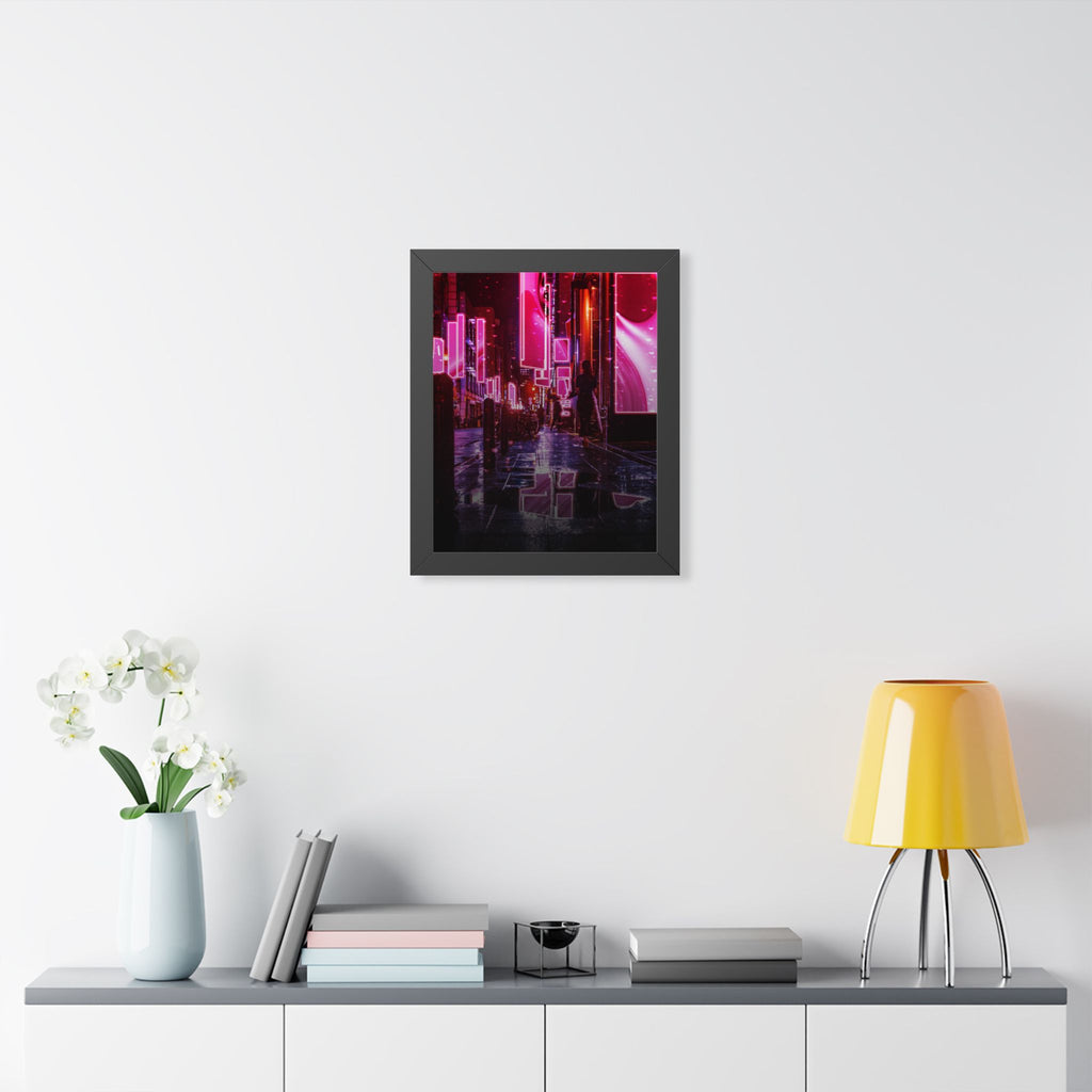 Japanese City Punk FX Framed Poster - Neon Alley Cyberpunk Art