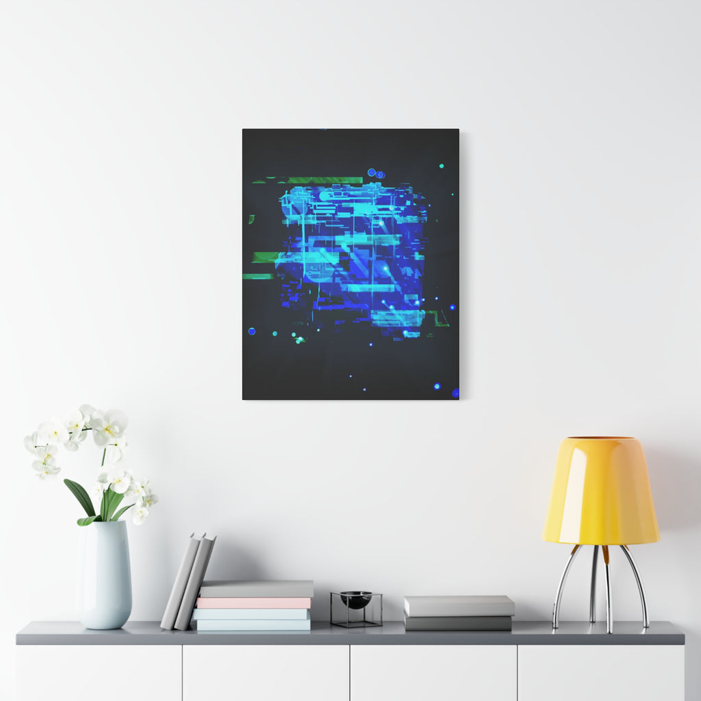 The Data Cube Sci-Fi Cyberpunk Canvas Art | Abstract Tech Futuristic Digital Wall Decor