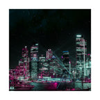 Cyberpunk Harbor Buildings Poster - Neon Cityscape Art Print