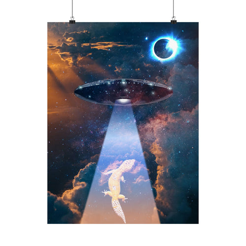 Space Lizards Poster - Lizard Ufo Art Print