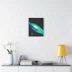 Vaporwave Green Blue Spiral Galaxy Canvas Art | Neon Retro Space Nebula Wall Decor