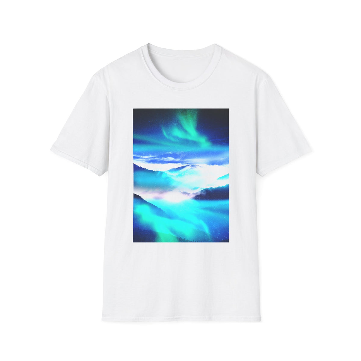 Starry Mountain Sky Graphic Tee - Aurora Borealis Shirt