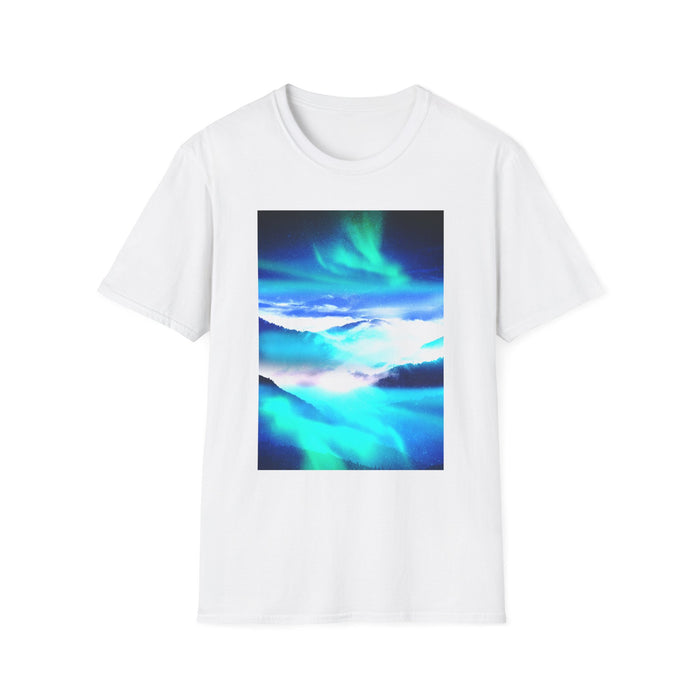 Starry Mountain Sky Graphic Tee - Aurora Borealis Shirt