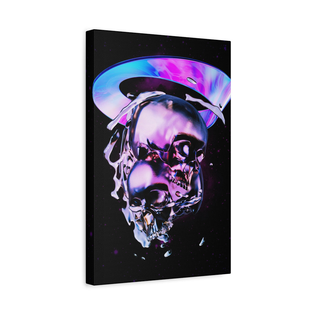 Melted Skeleton Skulls Canvas Wall Art - Gothic Cosmic Skull Decor