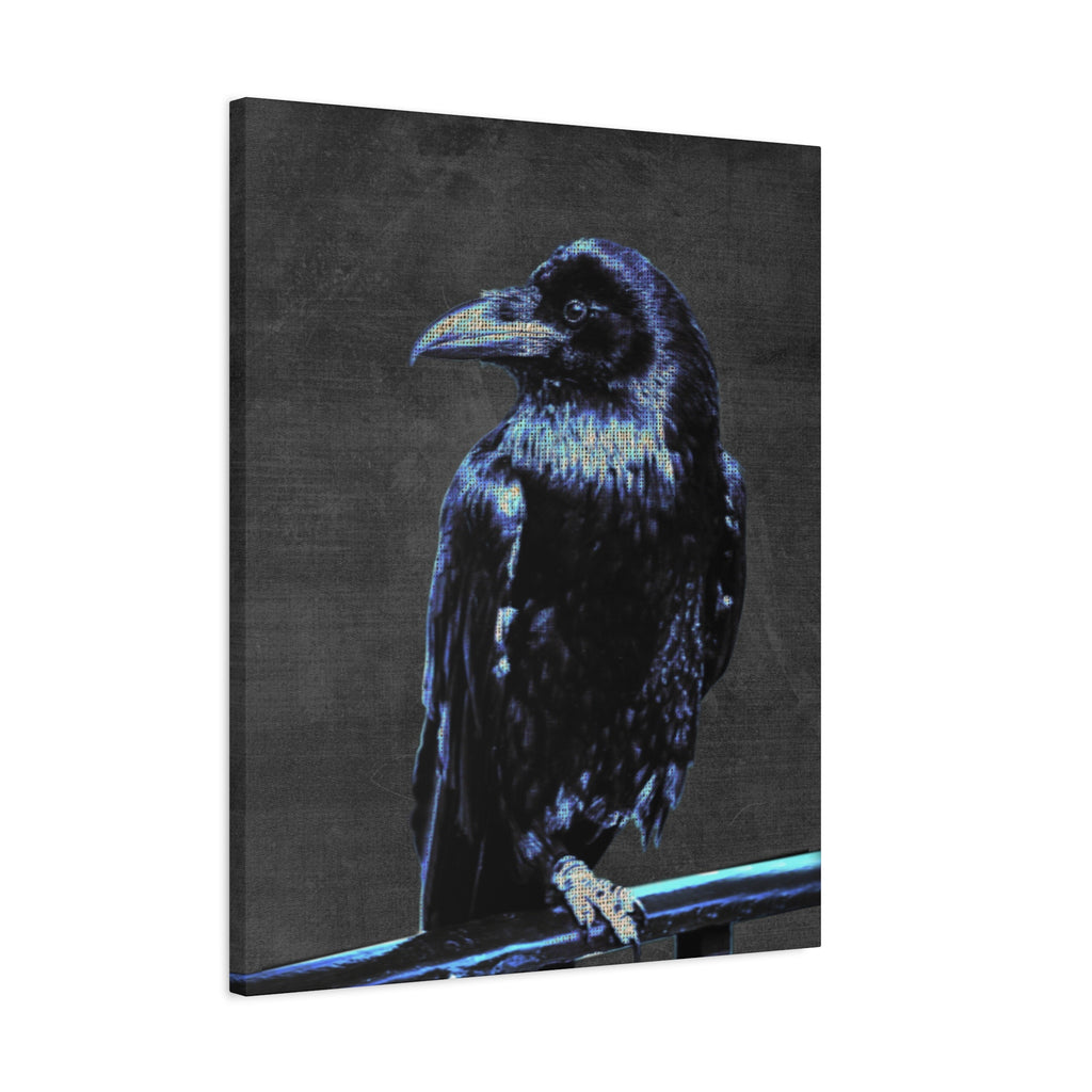Blue Crow Canvas Wall Art - Surreal Raven Bird Decor