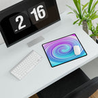 Daze And Haze Desk Mat - Swirling Vortex of Purple, Blue, White Mouse Pad