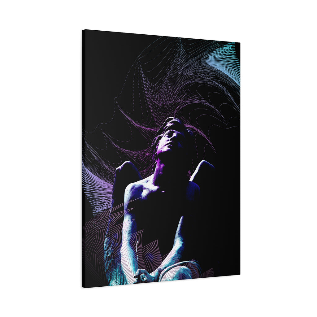 Skybound Canvas Wall Art - Surreal Angel Figure in the Clouds