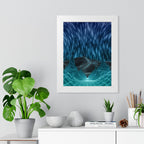 Cyber Wave Escape Framed Poster - Synthwave Neon Wall Art