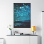 Serene Blue Sunrise Canvas Wall Art - Peaceful Misty Lake Decor
