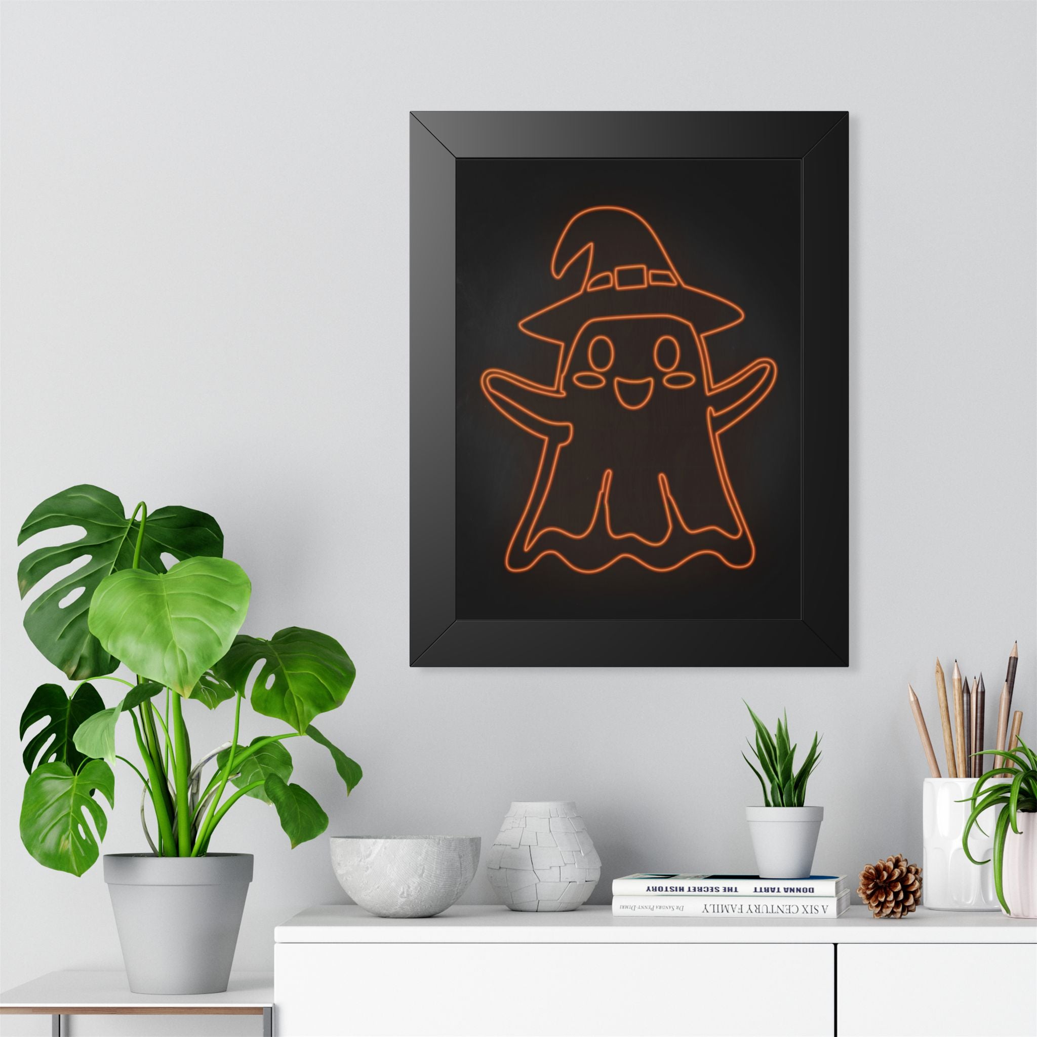 Cute Ghost Framed Poster - Halloween Kids Room Wall Art