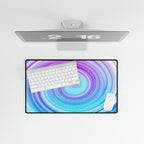 Daze And Haze Desk Mat - Swirling Vortex of Purple, Blue, White Mouse Pad