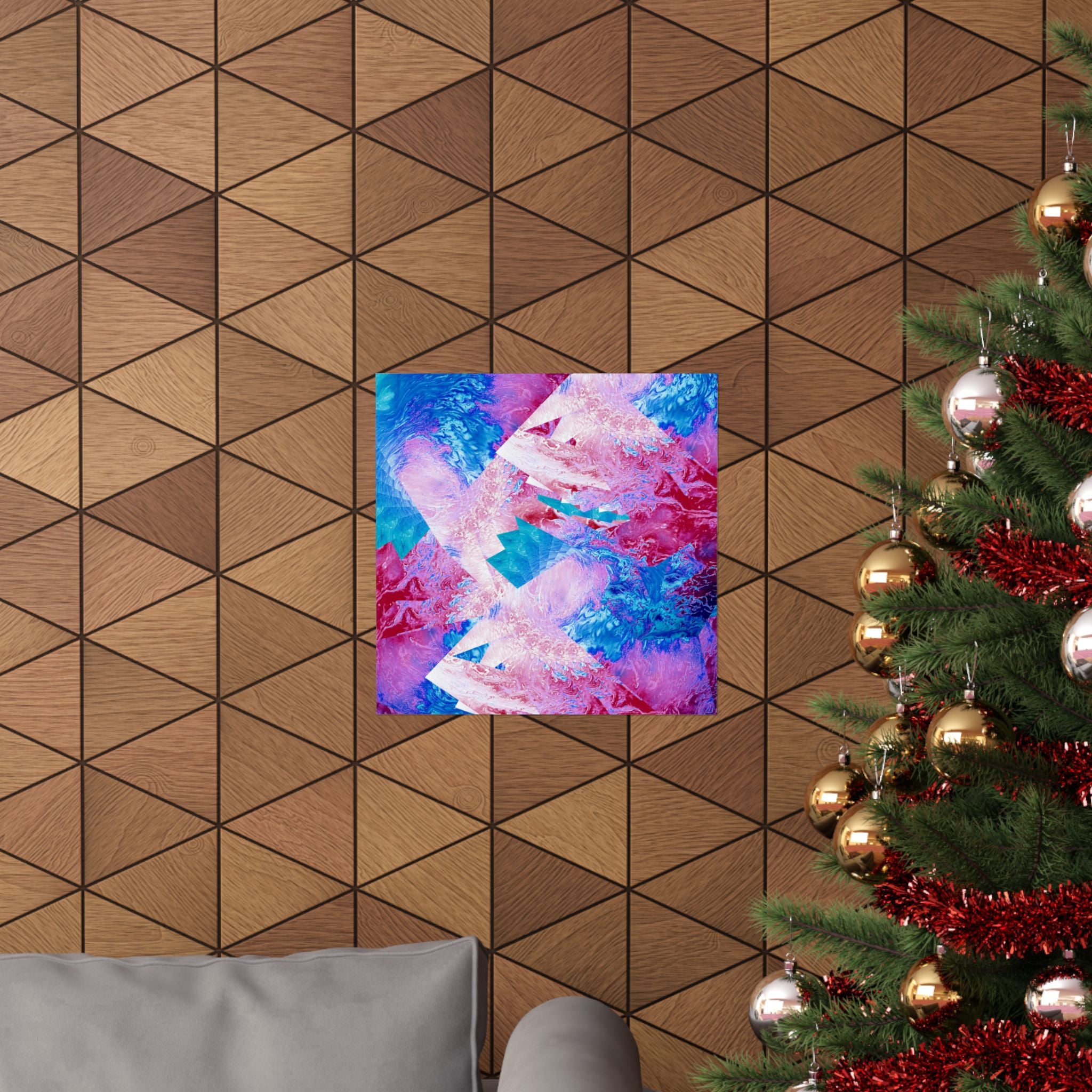 Trippy pink and blue Fractal Matte Poster Print