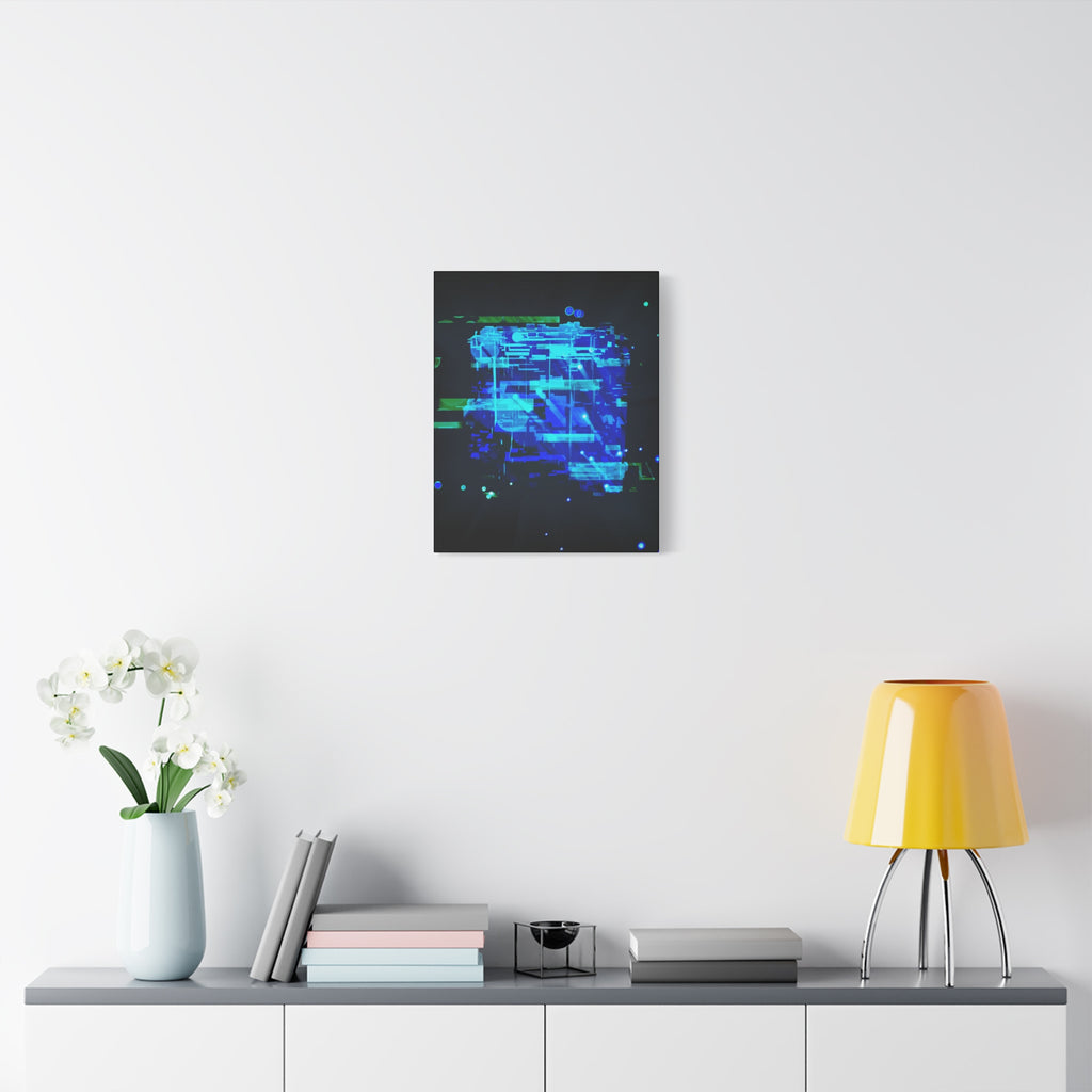 The Data Cube Sci-Fi Cyberpunk Canvas Art | Abstract Tech Futuristic Digital Wall Decor