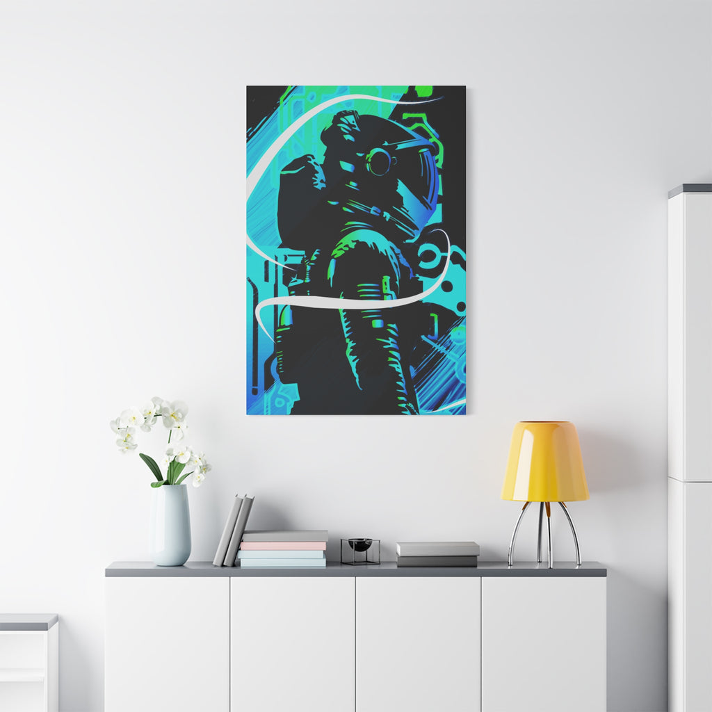 Grunge Paint Blast Canvas Wall Art - Abstract Graffiti Astronaut Decor