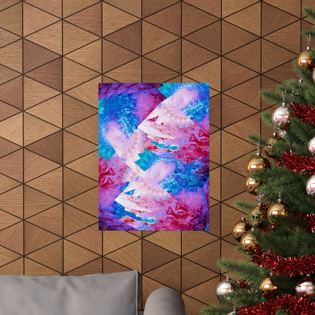 Trippy pink and blue Fractal Matte Poster Print