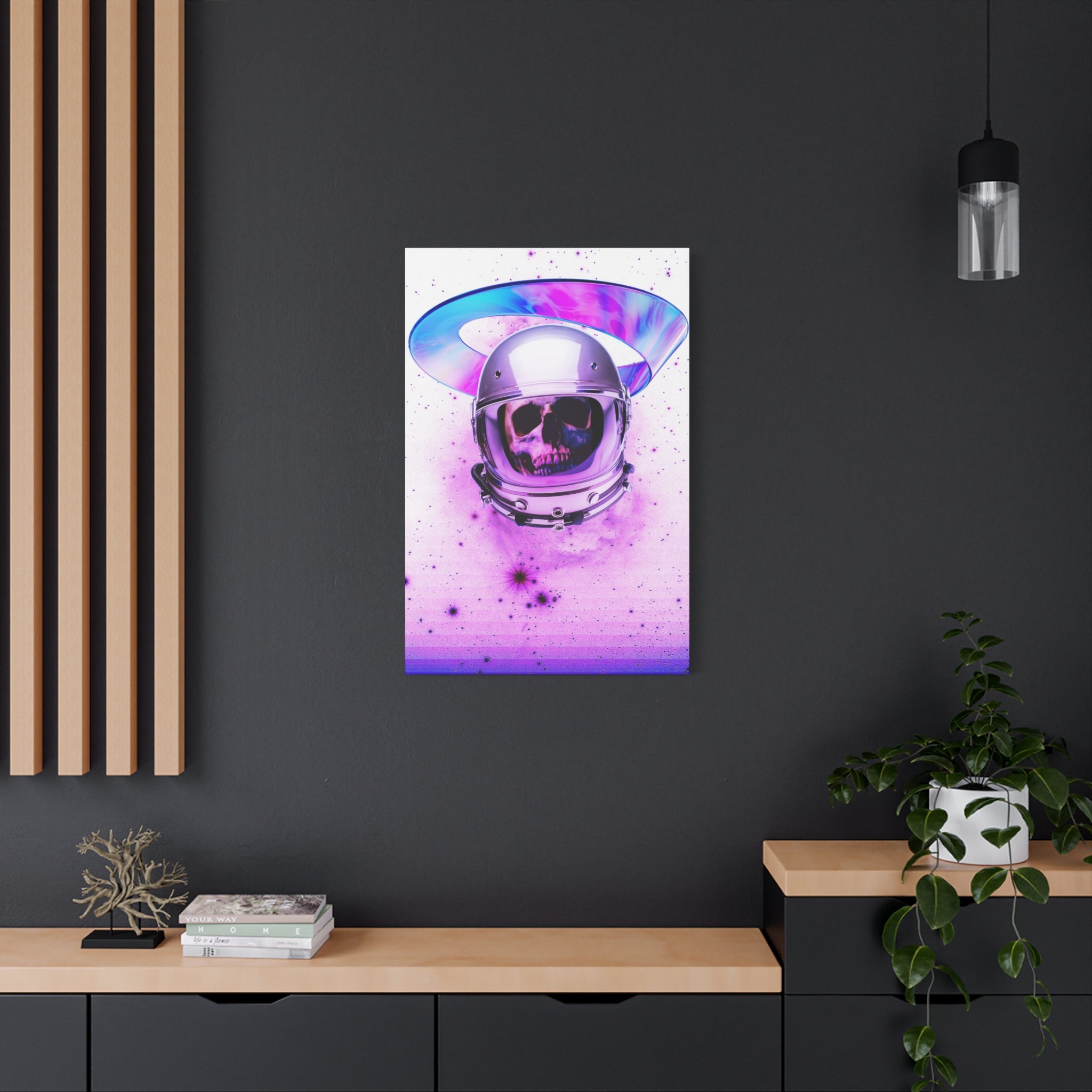 Astronaut Skeleton Skull Canvas Wall Art - Dark Space Skull Decor