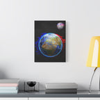 Earth Glitched Canvas Wall Art - Digital Glitch Futuristic World