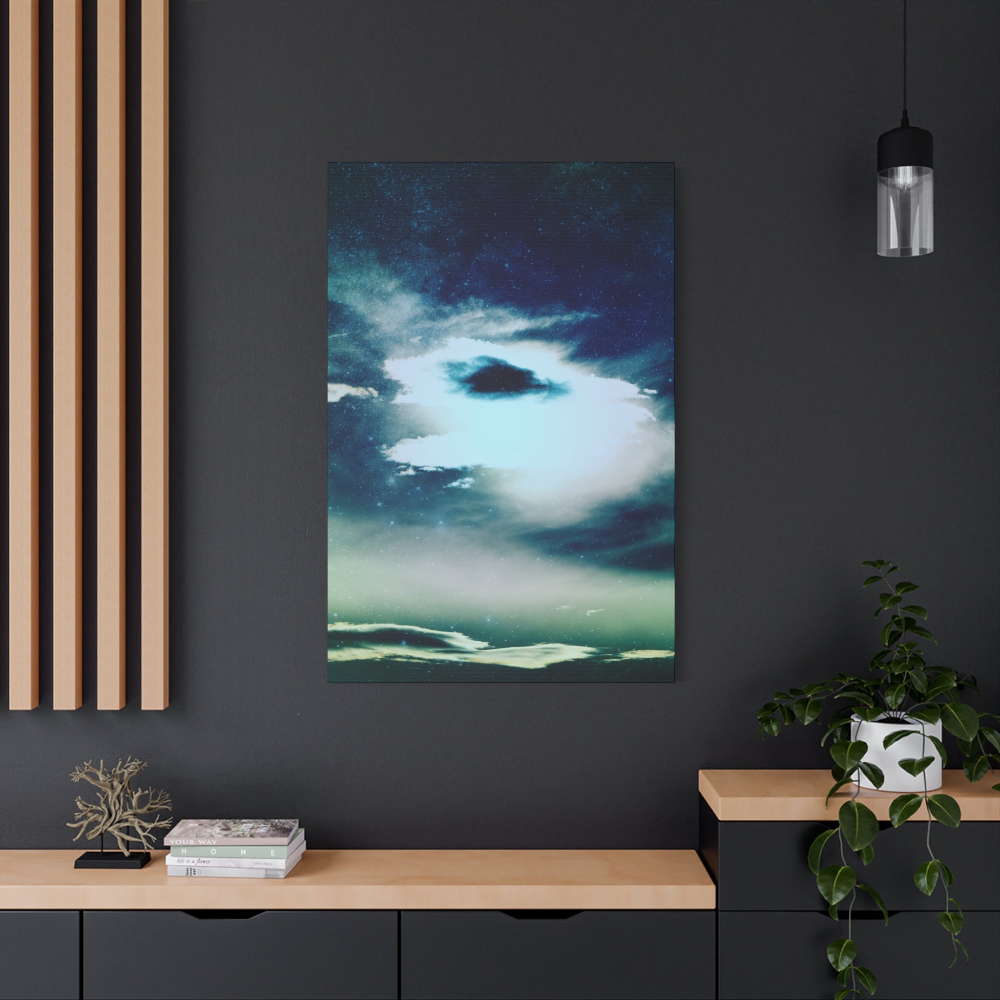Sunset Space Mountains Canvas Art | Retro Vaporwave Galactic Landscape Wall Decor